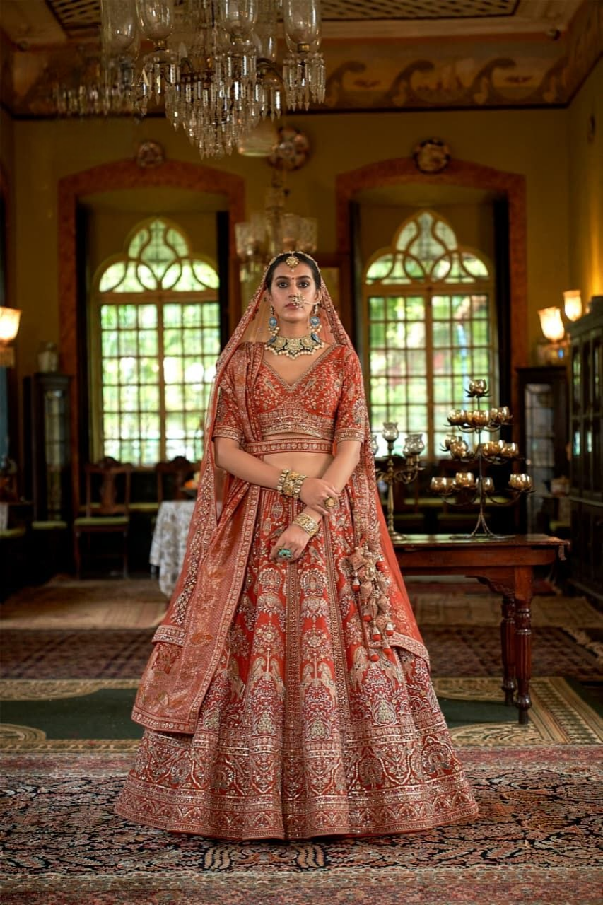 Ivory White Mughal Heritage Zardozi Bridal Lehenga Choli